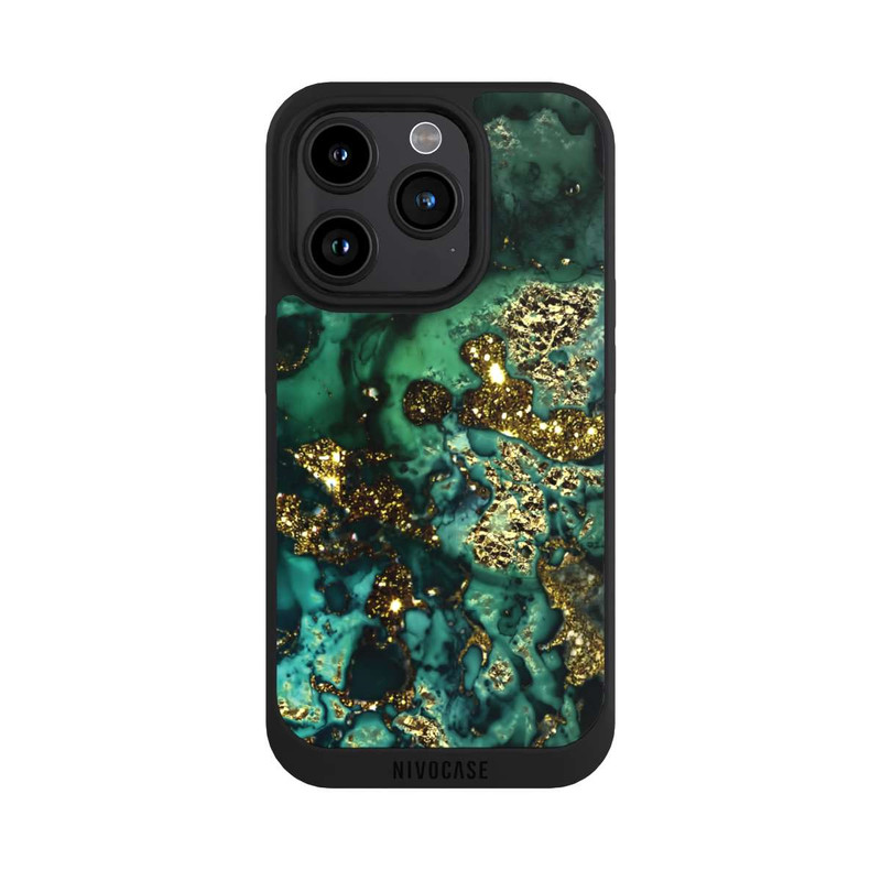 iPhone 15 Pro NIVOpure Cyan Glitzer Marmorlook