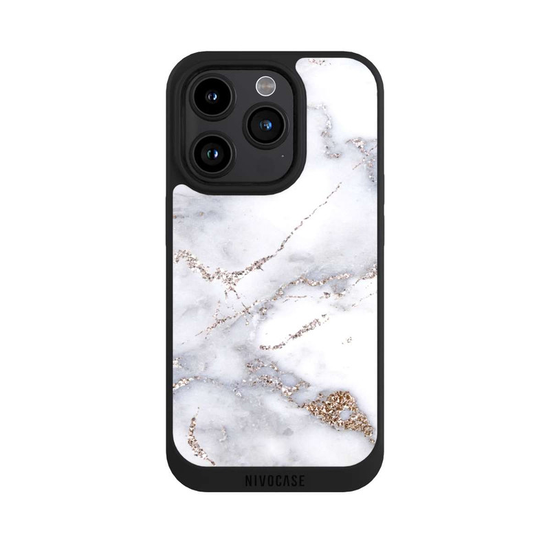 iPhone 15 Pro NIVOpure Silberglitzer Marmorlook