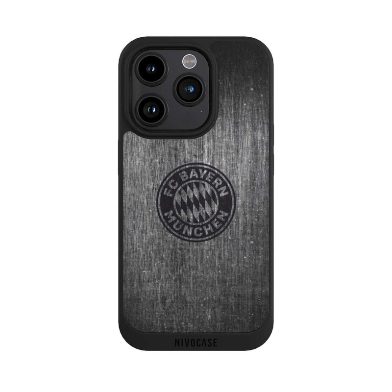 iPhone 15 Pro NIVOpure Metalllook FCB Logo einfarbig