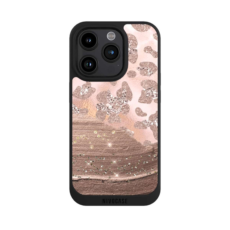 iPhone 15 Pro NIVOpure Silberner Leoparden Glitzerlook