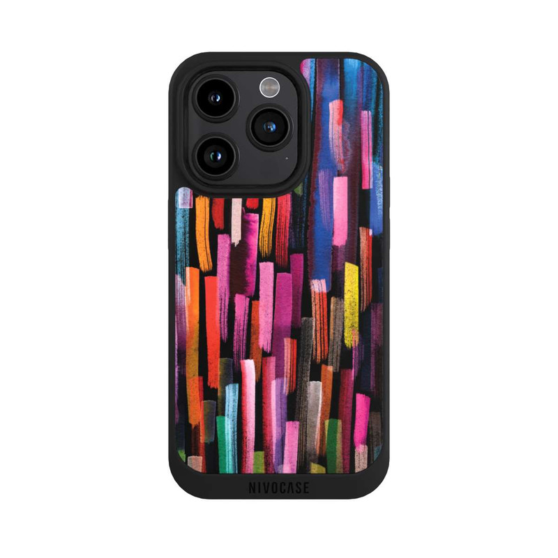 iPhone 15 Pro NIVOpure Coups De Pinceaux Colorés Noir