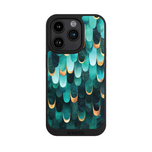 Apple iPhone 15 Pro NIVOpure Imprimé or turquoise à plumes