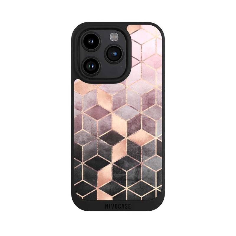iPhone 15 Pro NIVOpure Pink Grey Gradient Cubes Print