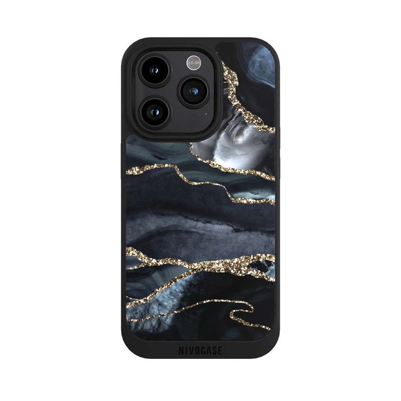 iPhone 15 Pro NIVOpure Dark Marble Gold Glitter Look
