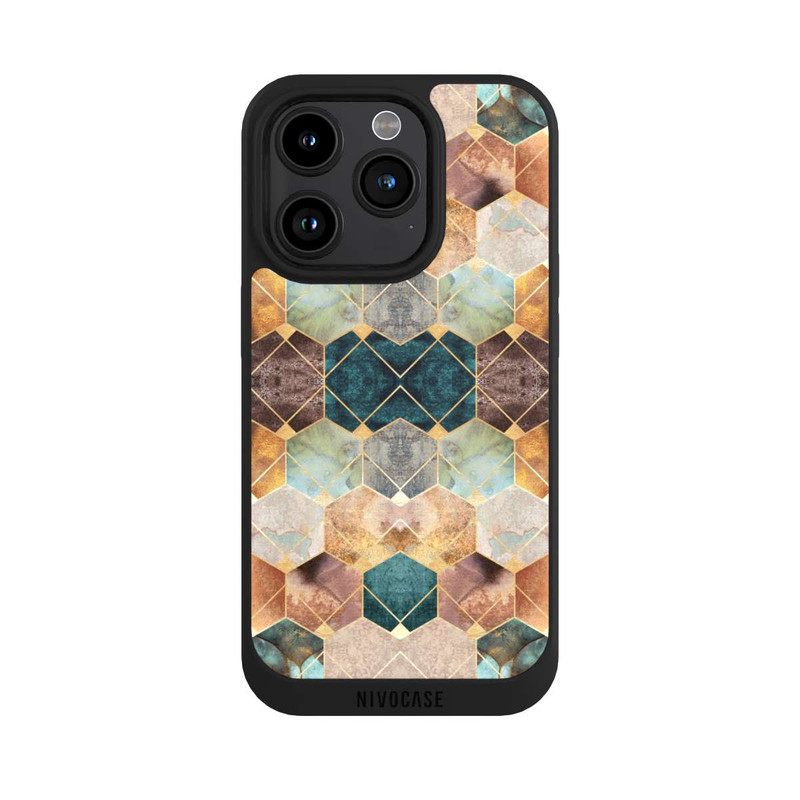 iPhone 15 Pro NIVOpure Naturfarbene Sechsecke und Diamanten