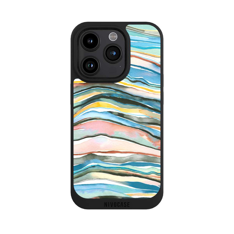 iPhone 15 Pro NIVOpure Watercolor Agate Layers Blue