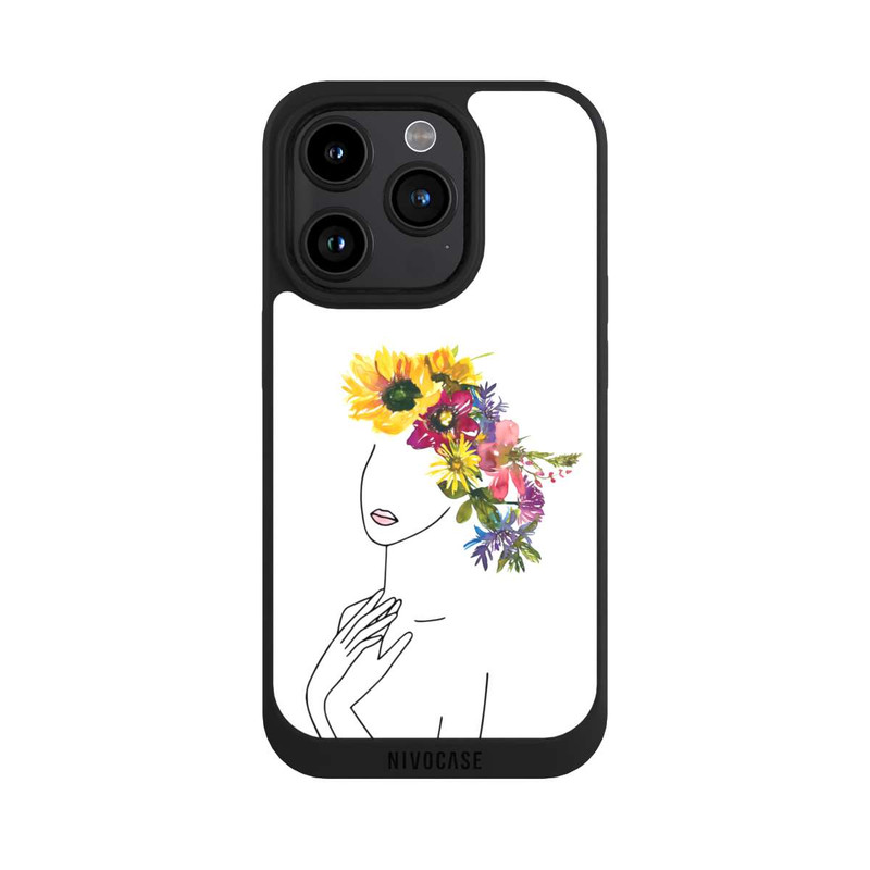 iPhone 15 Pro NIVOpure Line Art Woman flowercrown