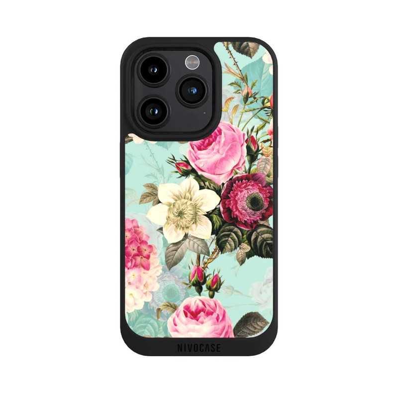 iPhone 15 Pro NIVOpure Türkisfarbene Rosentapete