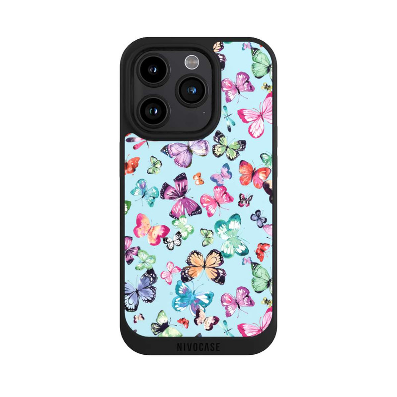 iPhone 15 Pro NIVOpure Schmetterlinge rosa orange blau