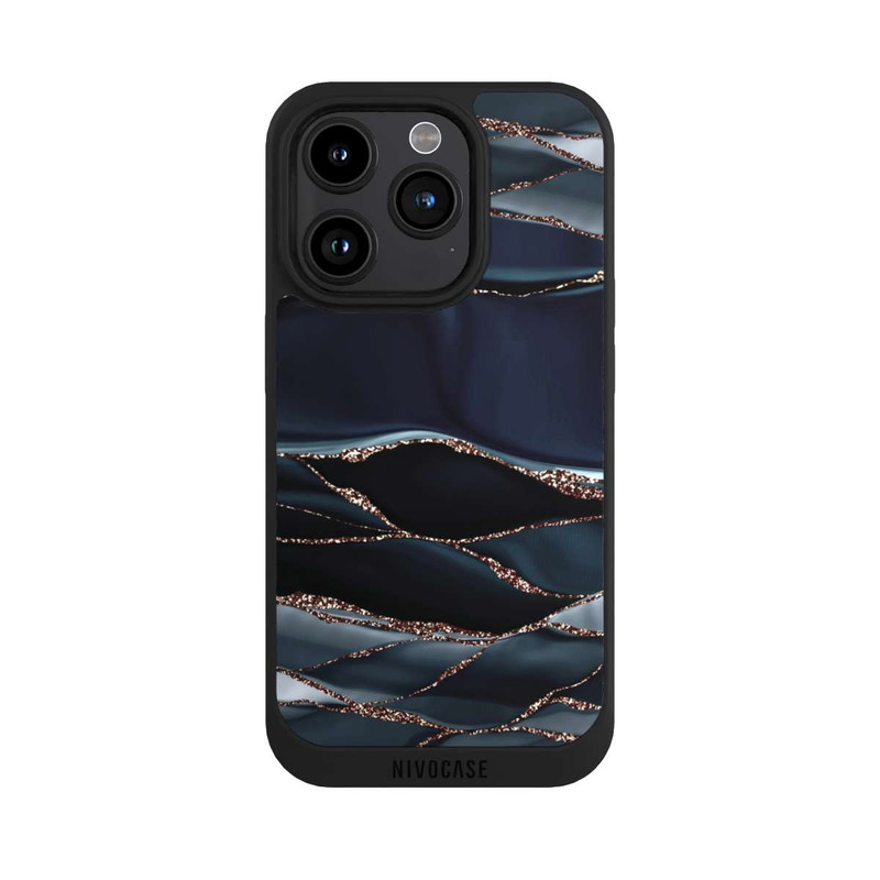 iPhone 15 Pro NIVOpure Rayures Gris Foncé Look Doré