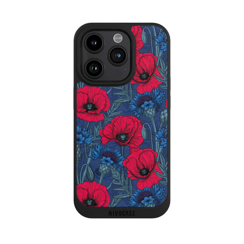 Apple iPhone 15 Pro NIVOpure Poppies and Cornflowers on Blue