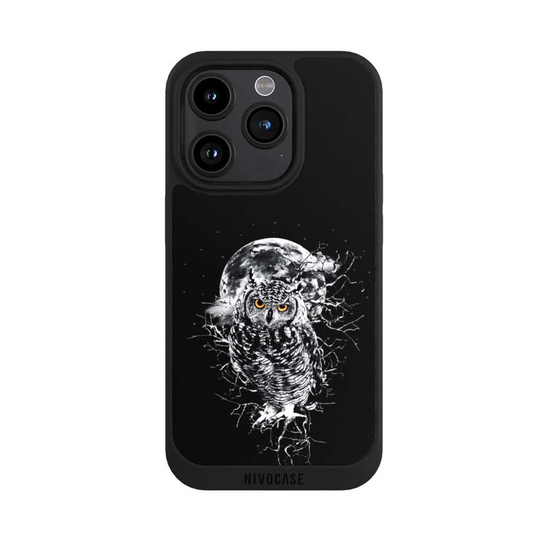iPhone 15 Pro NIVOpure Chouette en noir et blanc