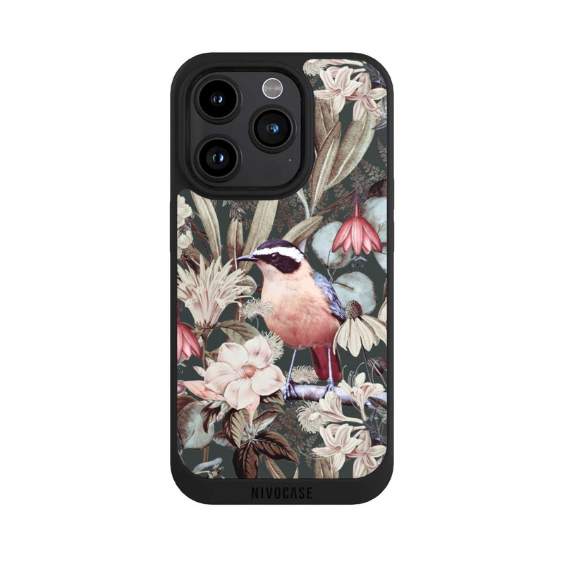iPhone 15 Pro NIVOpure Orange Bird in Vintage Flower Pattern