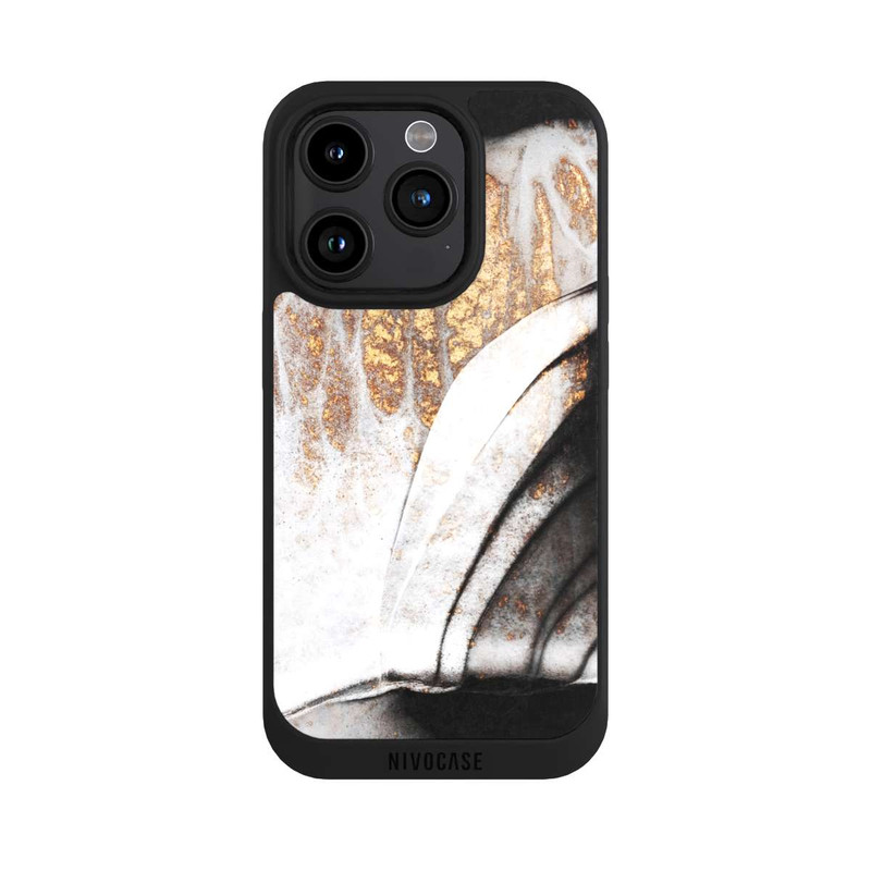 iPhone 15 Pro NIVOpure Veines noires et dorées