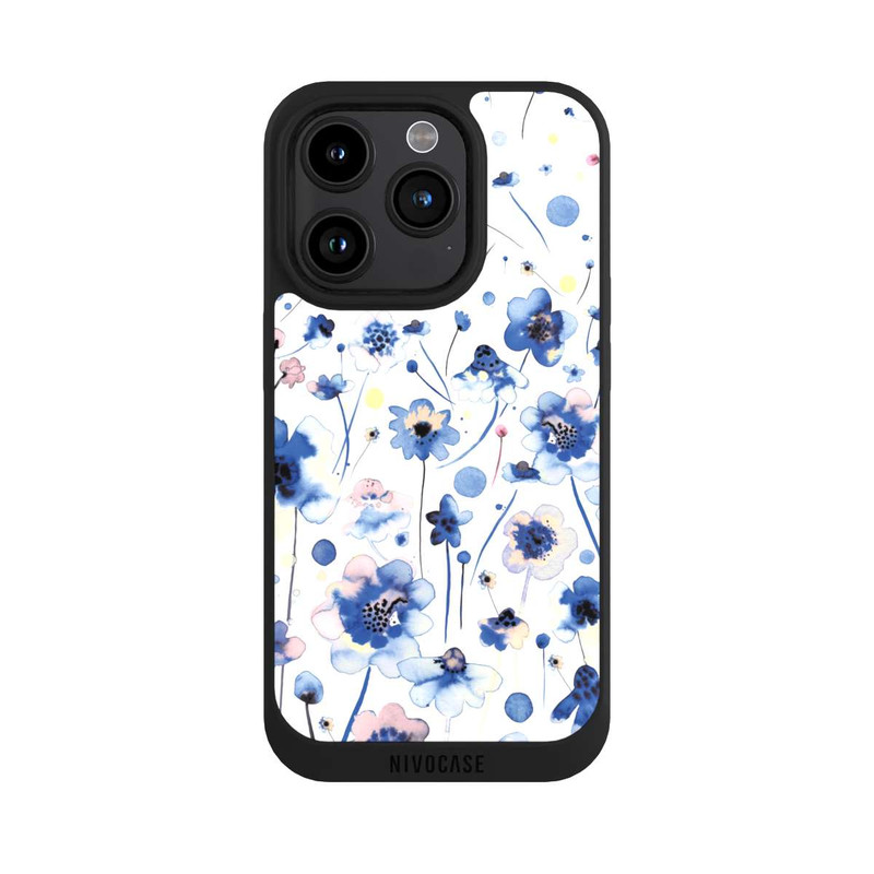 iPhone 15 Pro NIVOpure Aquarelltinte blaue Blumen