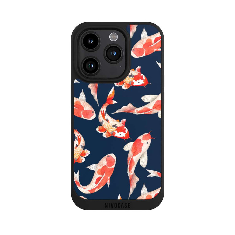 iPhone 15 Pro NIVOpure Koi auf blauem Hintergrund