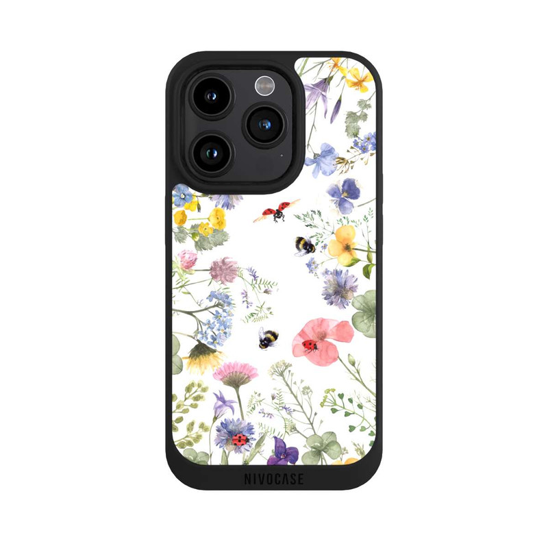 iPhone 15 Pro NIVOpure Bunte Frühlingsblumen und Bienen