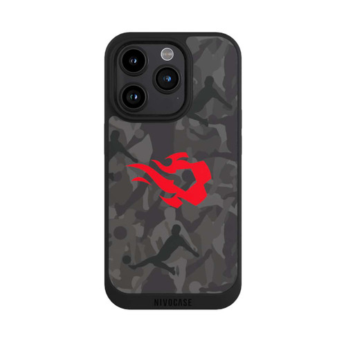 Apple iPhone 15 Pro NIVOpure Belgique Red Flames Camouflage Gris