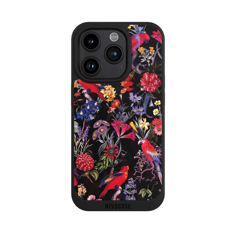 iPhone 15 Pro NIVOpure Fleurs sombres et perroquets