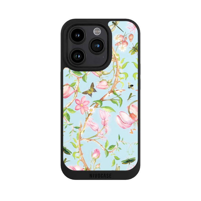 iPhone 15 Pro NIVOpure Vintage botanische Blumen in blau
