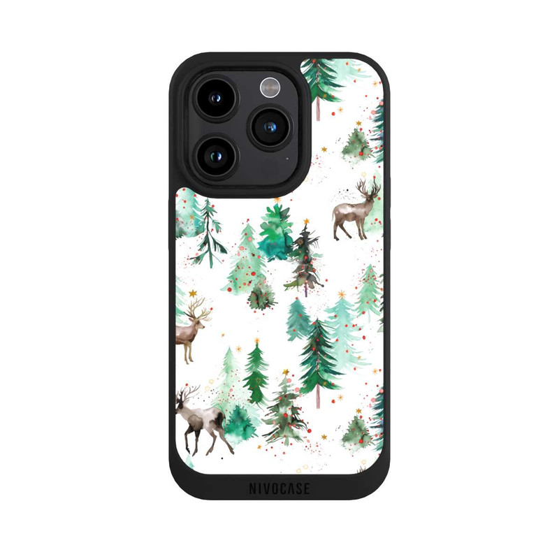 iPhone 15 Pro NIVOpure Hirsche und Winterweihnachtsbäume