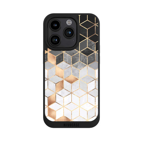 Apple iPhone 15 Pro NIVOpure Cubes Sombres &amp; Dorés