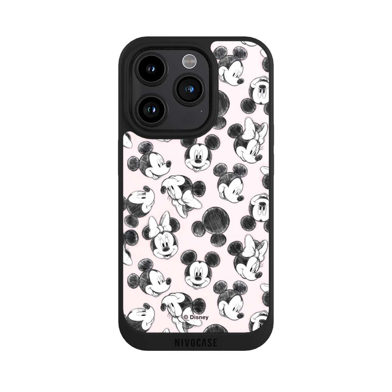 iPhone 15 Pro NIVOpure Minnie & Mickey aux multiples visages rose