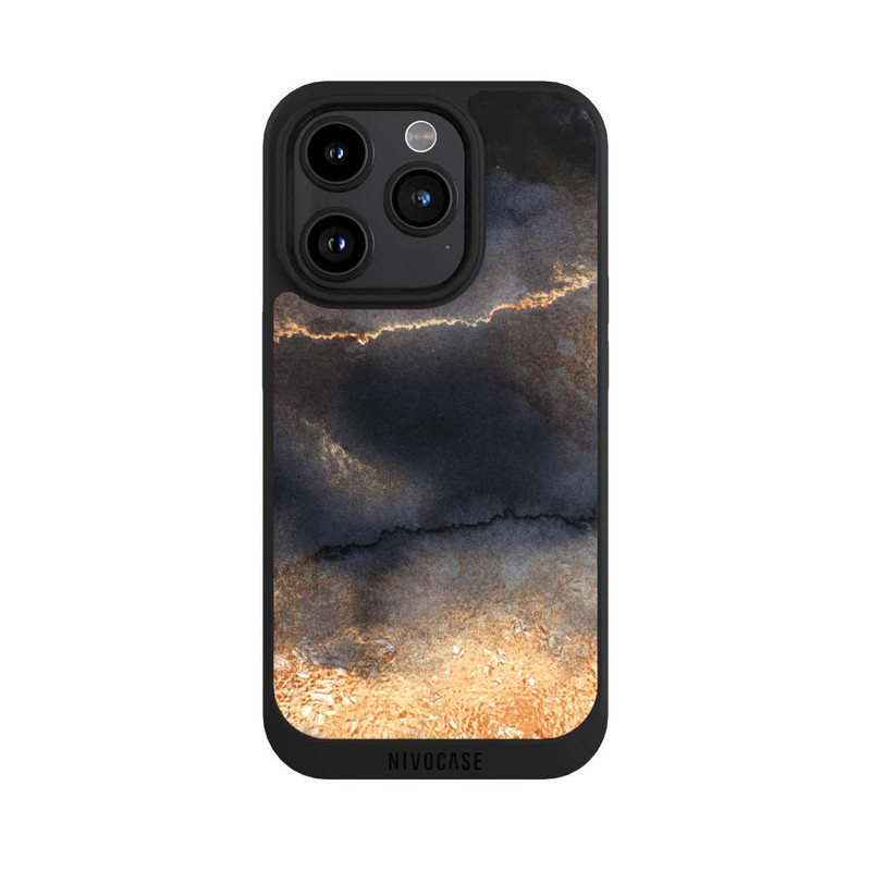 iPhone 15 Pro NIVOpure Schwarzer Marmor Goldstaub Look