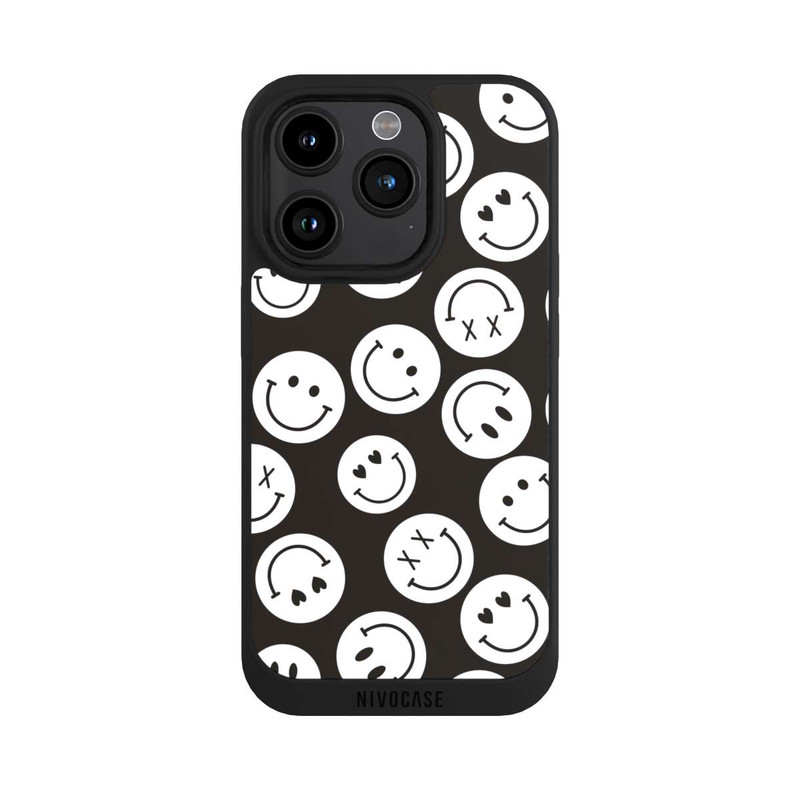 iPhone 15 Pro NIVOpure Smiles Emotes Pattern Black And White