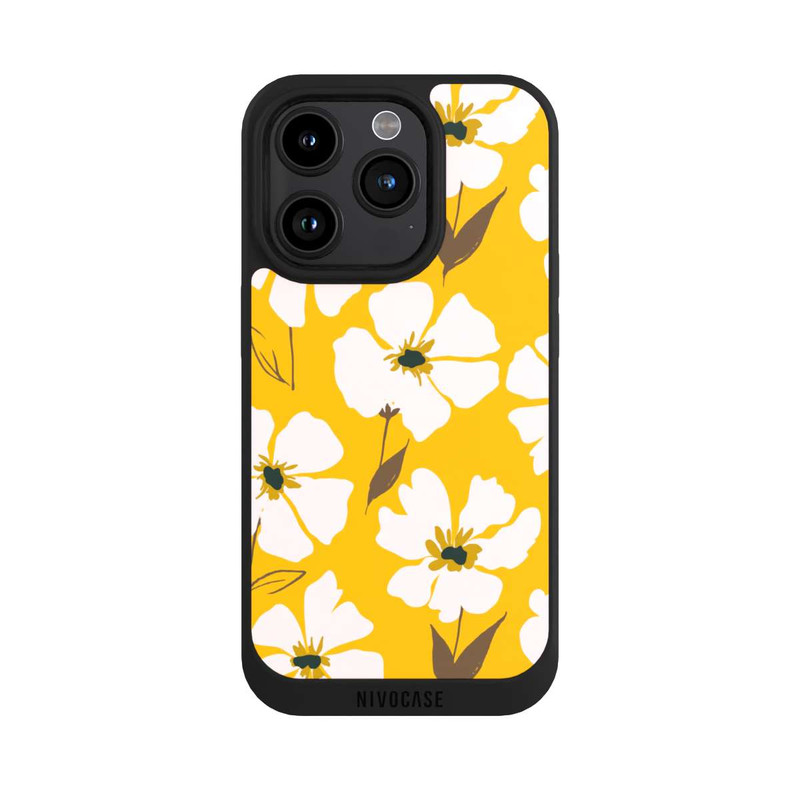 iPhone 15 Pro NIVOpure Blumenwiese auf Gelb Ocker