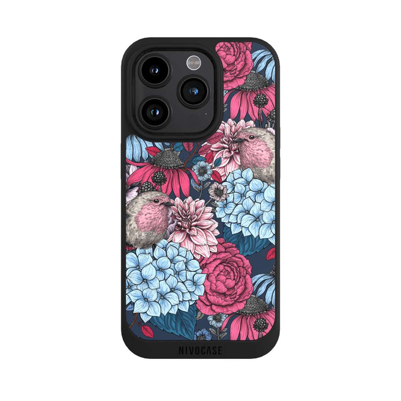 iPhone 15 Pro NIVOpure Birds And Flowers Petrol Red