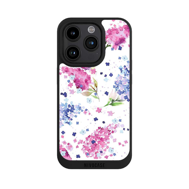 iPhone 15 Pro NIVOpure Hortensien Lila und Rosa Blumen