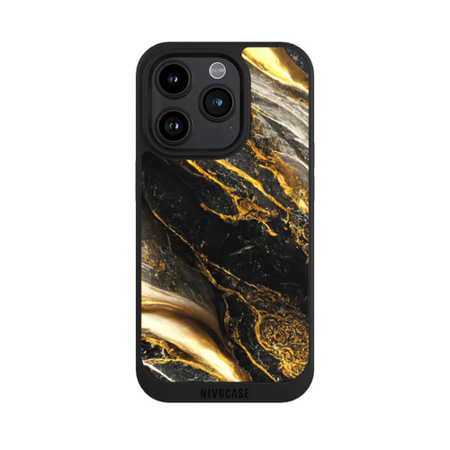 Apple iPhone 15 Pro NIVOpure Schwarze Marmor Goldschichten