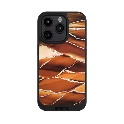Apple iPhone 15 Pro NIVOpure Braune Marmorstreifen im Glitzer Look
