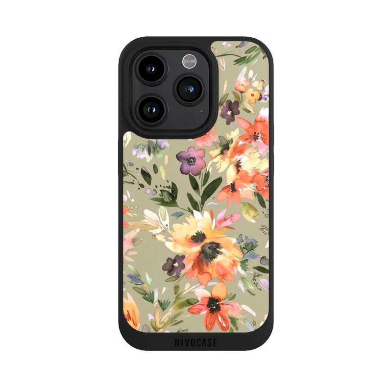iPhone 15 Pro NIVOpure Fleurs tropicales picturales vert sauge