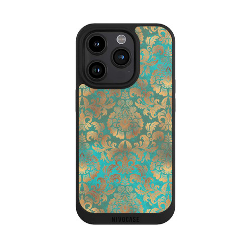 Apple iPhone 15 Pro NIVOpure Damask Wallpaper Turquoise