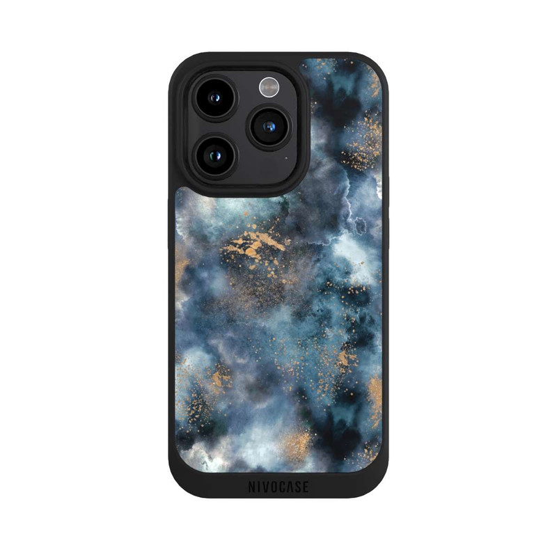 iPhone 15 Pro NIVOpure Smoky Marble Watercolor Navy