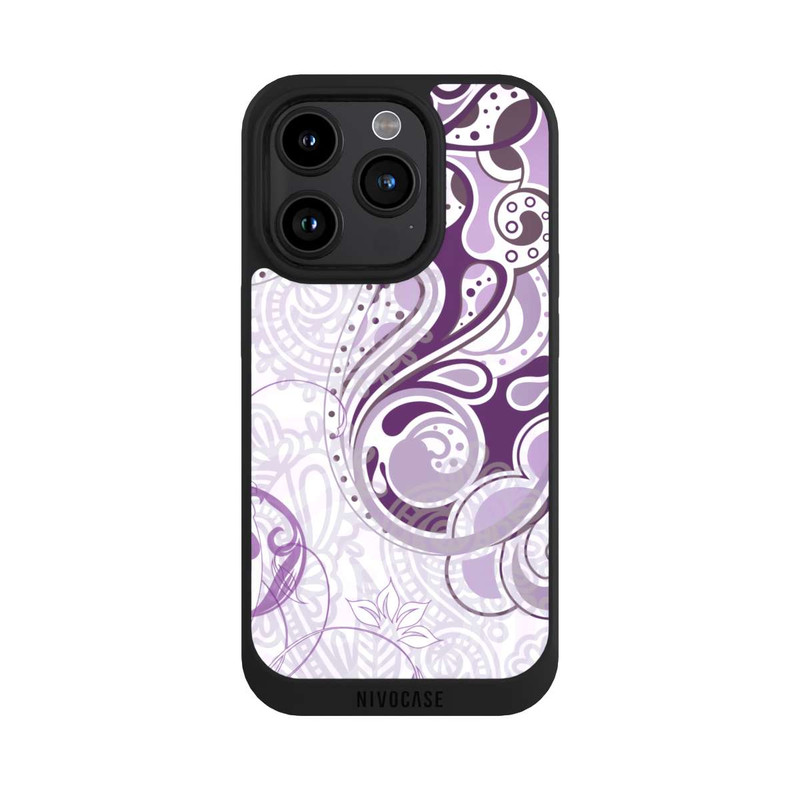 iPhone 15 Pro NIVOpure Motif d'automne violet et blanc