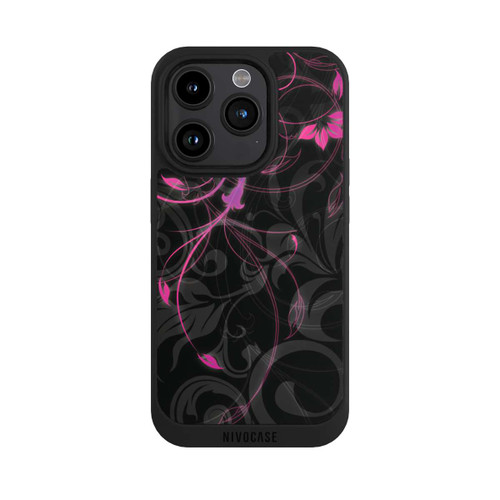 Apple iPhone 15 Pro NIVOpure Fleurs d'automne noires et roses