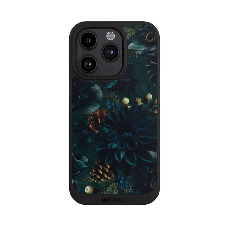 iPhone 15 Pro NIVOpure Motif de fleurs vert et bleu