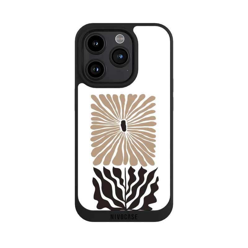 iPhone 15 Pro NIVOpure Fleur Bohème Marron sur Blanc