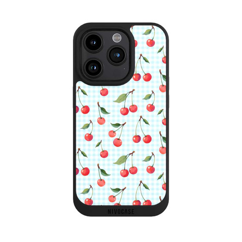 Apple iPhone 15 Pro NIVOpure Cherries and Blue Gingham