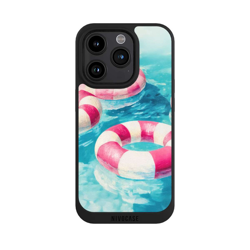 iPhone 15 Pro NIVOpure Striped Swim Rings in The Pool