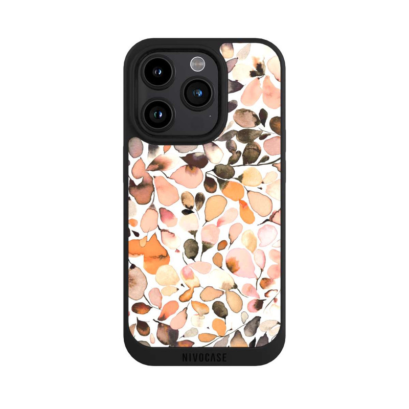 iPhone 15 Pro NIVOpure Eucalyptus Watercolor Leaves Dark Brown Autumn