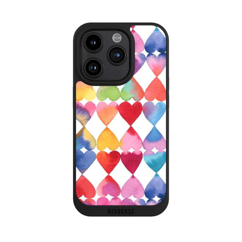 iPhone 15 Pro NIVOpure Colorful Watercolor Hearts Pattern