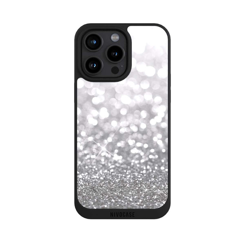 iPhone 15 Pro Max NIVOpure Pluie de Paillettes Argentées Look
