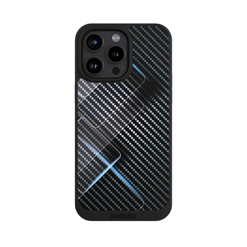 iPhone 15 Pro Max NIVOpure Blaue Linien auf Karbon