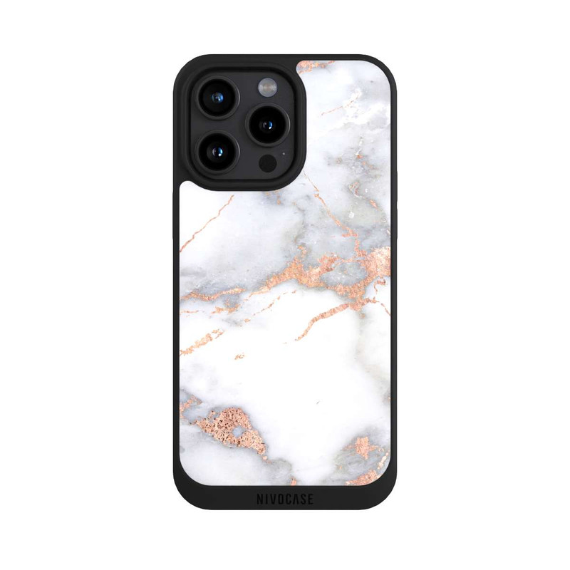 iPhone 15 Pro Max NIVOpure Marbre Blanc et Doré