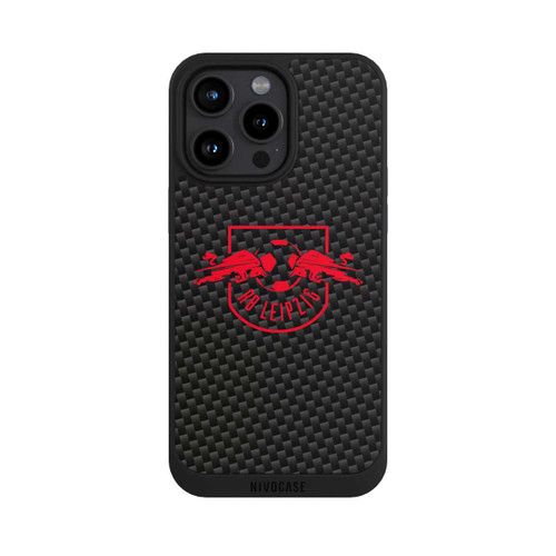 Apple iPhone 15 Pro Max NIVOpure Rotes RB Leipzig Logo auf Carbonoptik