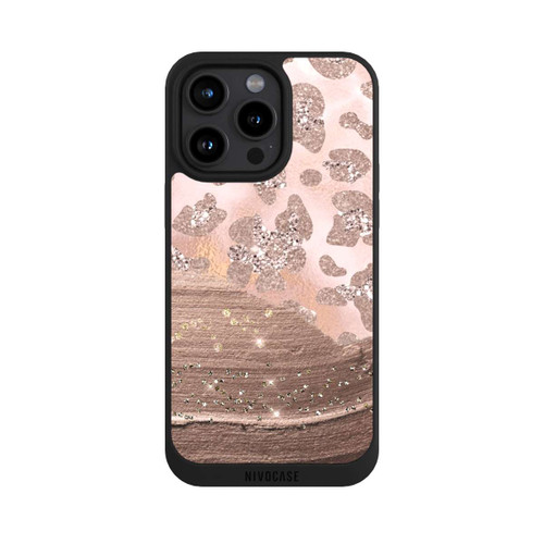 Apple iPhone 15 Pro Max NIVOpure Silberner Leoparden Glitzerlook